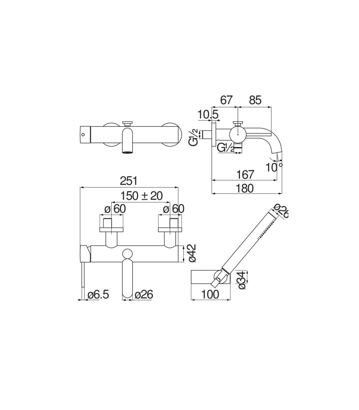 Nobili Velis 125110 External Bath Mixer