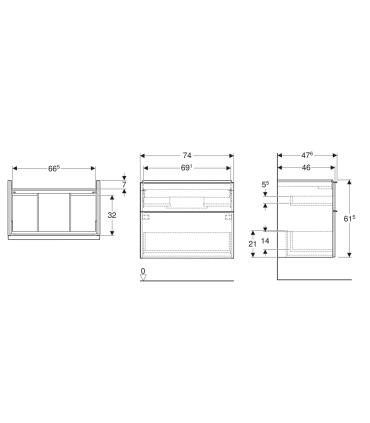 Geberit Icon Base suspendue 74X47 cm 2Tiroirs