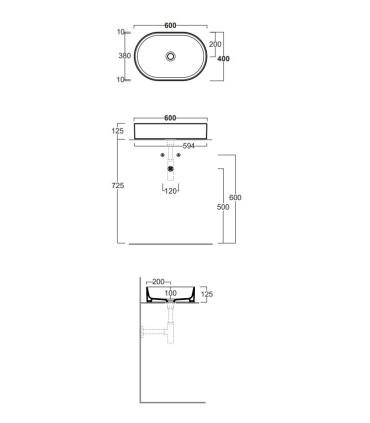 Simas Foriu Fo02 countertop washbasin 60X40 without hole