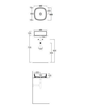 Simas Foriu Fo03 countertop washbasin 40X40 without hole