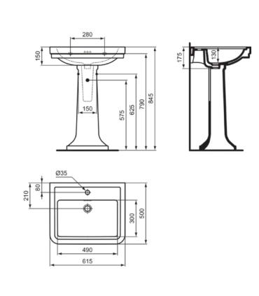 Ideal Standard Calla E2216 Lavabo 61,5X50 con troppo pieno monoforo