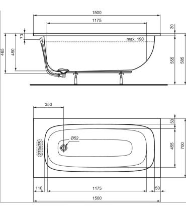 Baignoire à coque encastrée Ideal Standard I.Life Normal