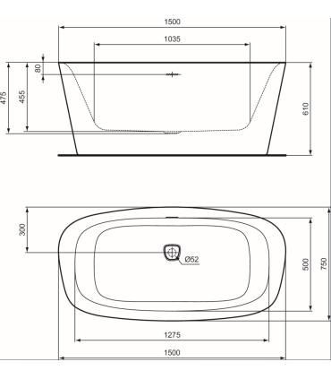 Baignoire centrale Ideal Standard Dea T5464 150X75