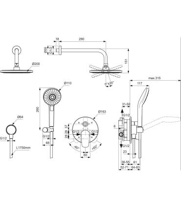 Ideal Standard Ceraflex Bc477 Round Shower Kit