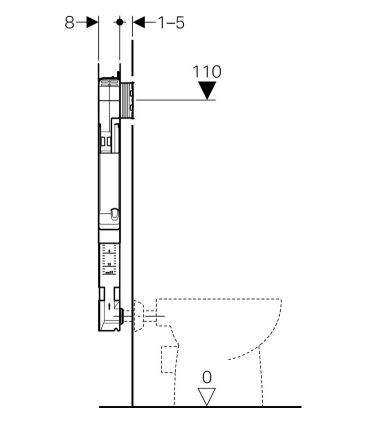 Built in cistern for toilet floor standing, Geberit, Sigma 8 brick walls