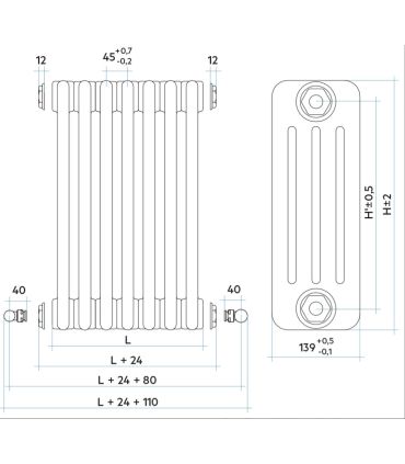 Radiatore Irsap Tesi 4 colonne bianco H 79,5 cm per sostituzione radiatori lamellarila