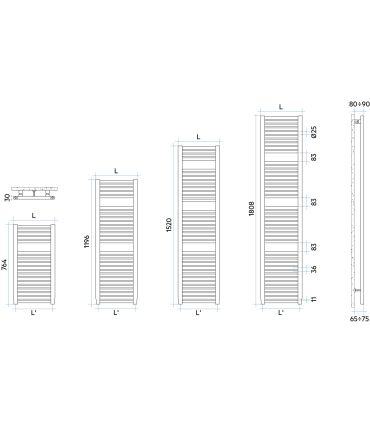 Novo Irsap towel warmer with lateral connections