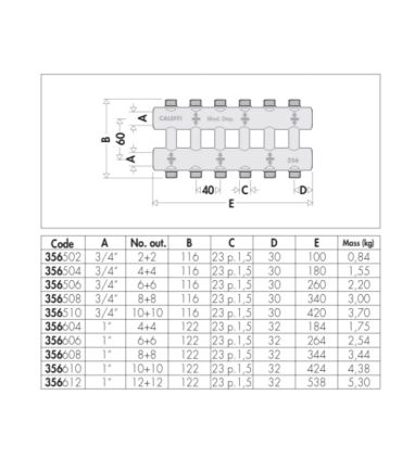 Parallel Collector 23 p 1,5 male Caleffi