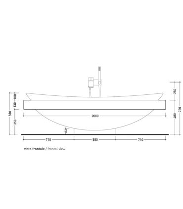 Mensola per vasca flaminia Io84m 1,200x90x13cm, rovere/moro IO84M1