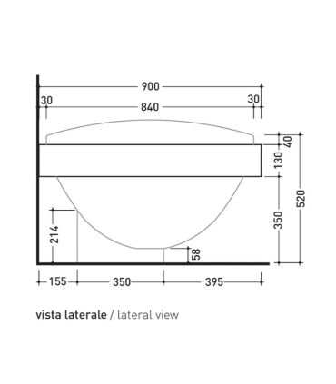 Mensola per vasca flaminia Io84m 1,200x90x13cm, rovere/moro IO84M1