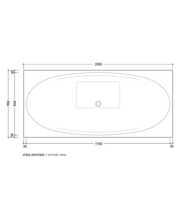 Mensola per vasca flaminia Io84m 1,200x90x13cm, rovere/moro IO84M1