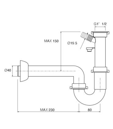 Siphon Silfra Ac753 "S" Raccord évier 1"1/2