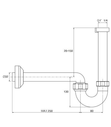 Silfra Ac760 Sifone in polipropilene per lavabo