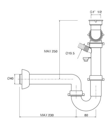 Siphon Silfra Ac754 "S" Raccord évier 1"1/2