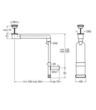 Silfra Ud150 Space saving siphon D.64 1"1/4