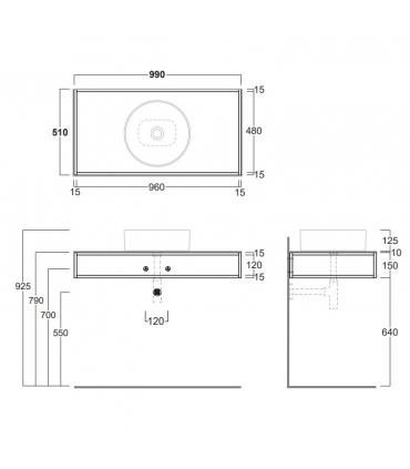 Suspended structure for FOSS Simas Folio washbasin